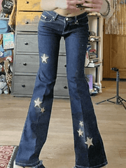 Flared jeans embroidered with stars