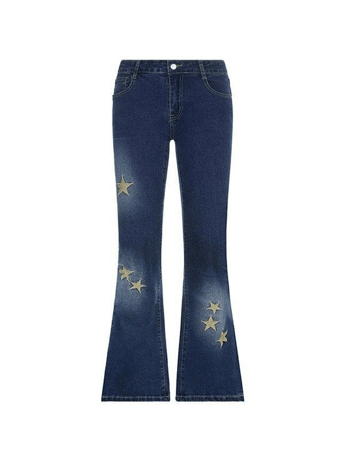 Flared jeans embroidered with stars
