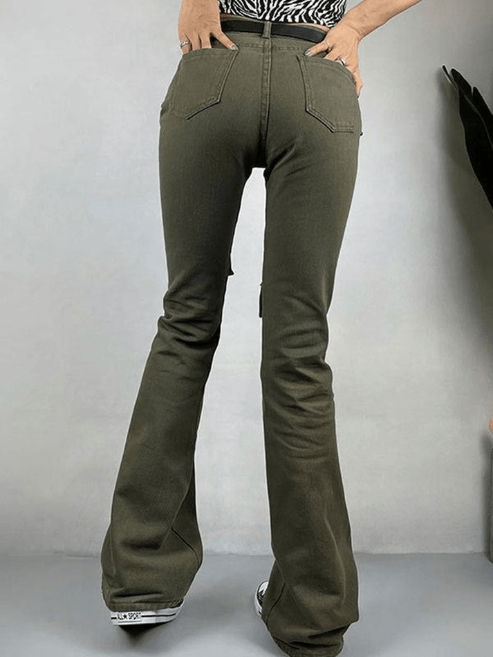 Ausgeblichene Schlagjeans mit Metallic-Verzierung