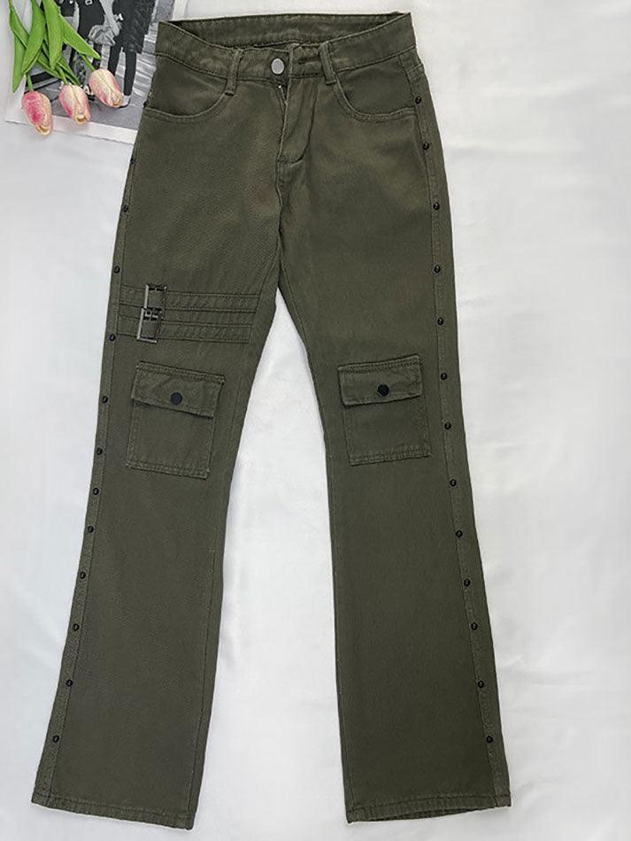 Ausgeblichene Schlagjeans mit Metallic-Verzierung