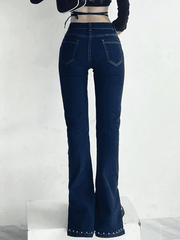 Split flared jeans with Y2K pearls