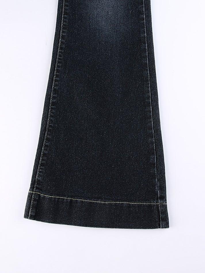 Faded low-rise flared jeans