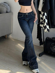Faded low-rise flared jeans