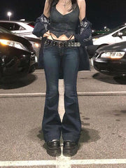 Faded low-rise flared jeans