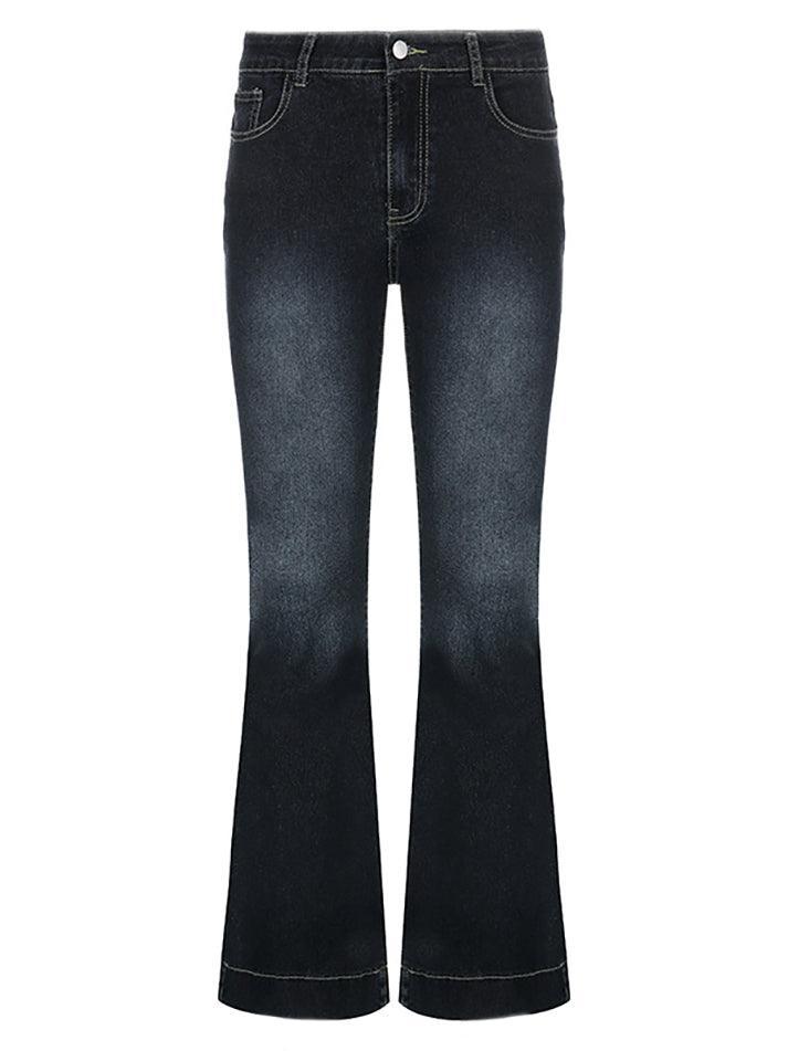 Faded low-rise flared jeans