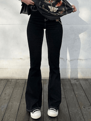 Washed mid-rise flared jeans