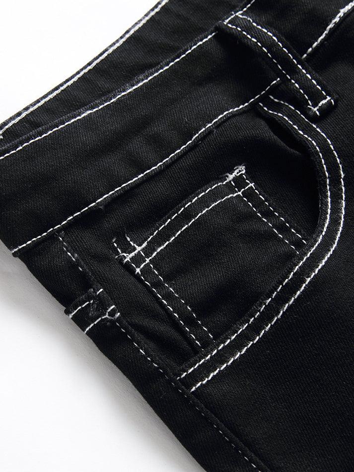 Washed mid-rise flared jeans