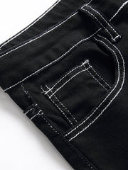 Washed mid-rise flared jeans