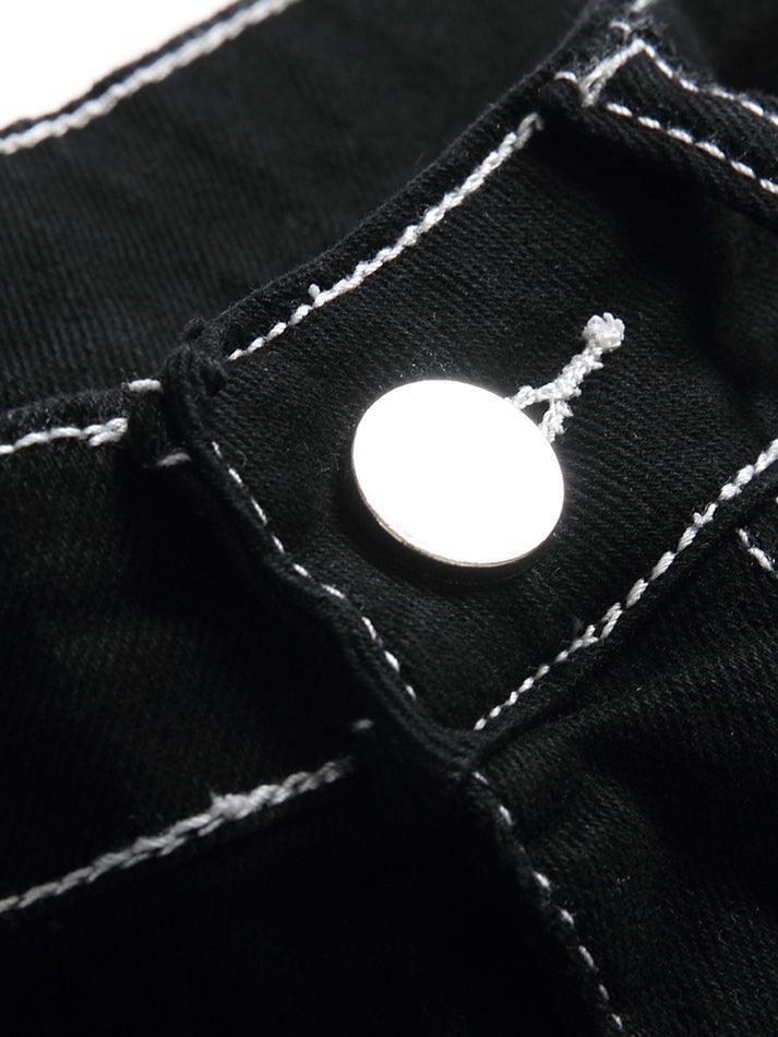 Washed mid-rise flared jeans