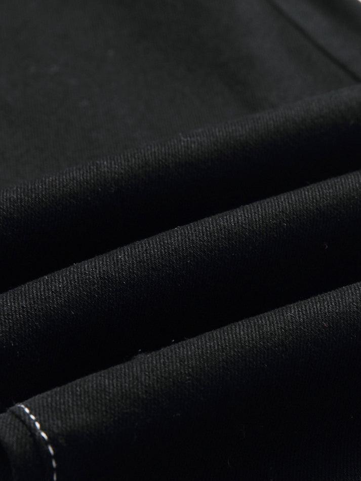 Washed mid-rise flared jeans