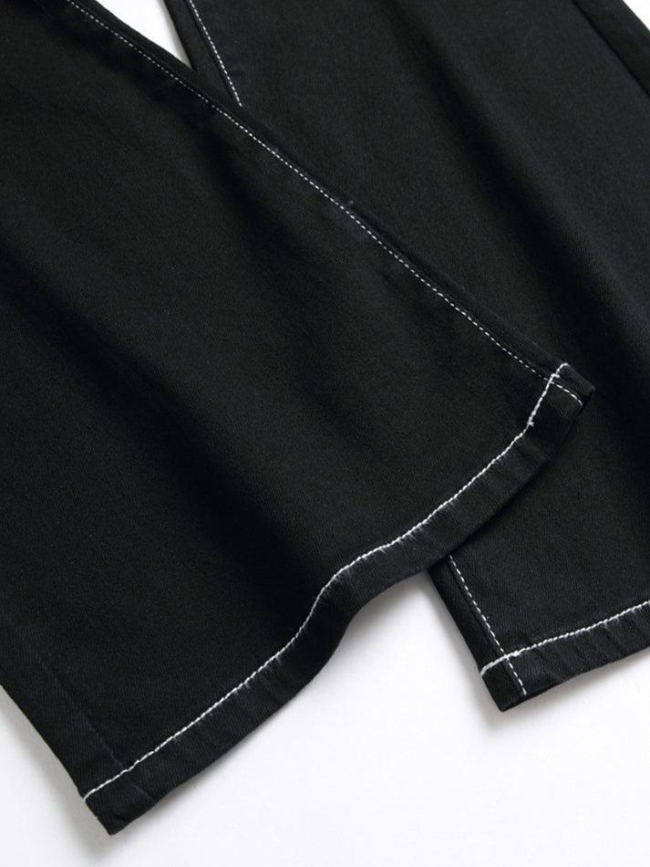 Washed mid-rise flared jeans