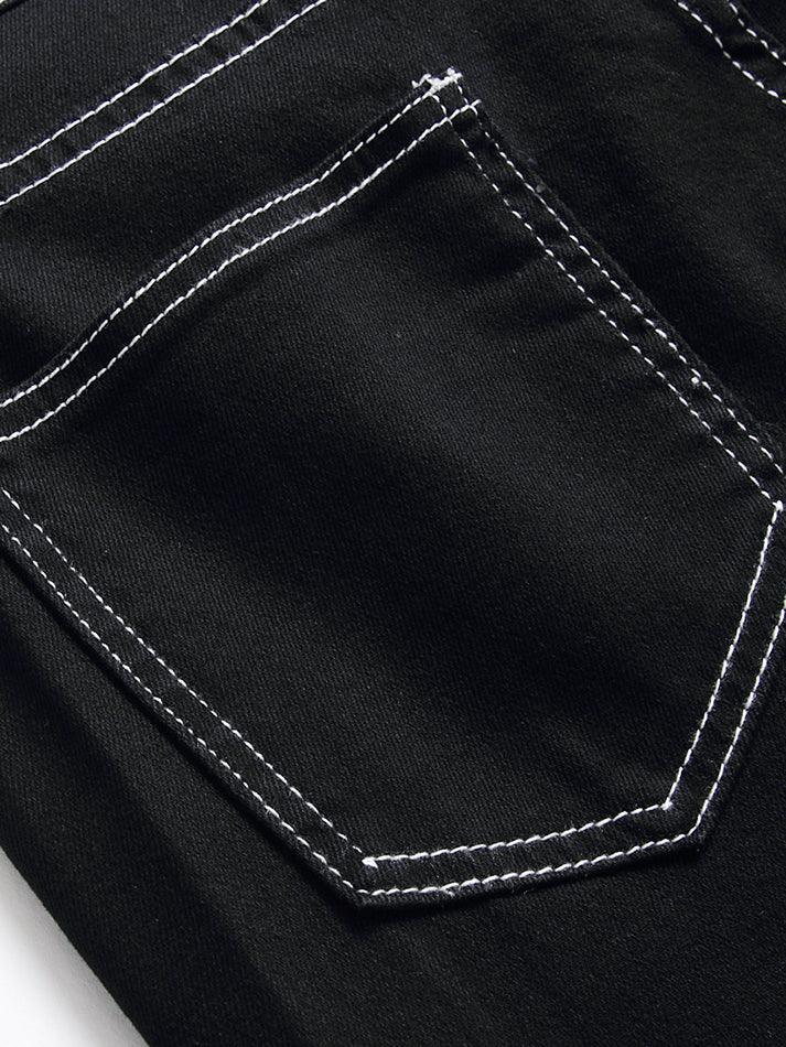 Washed mid-rise flared jeans