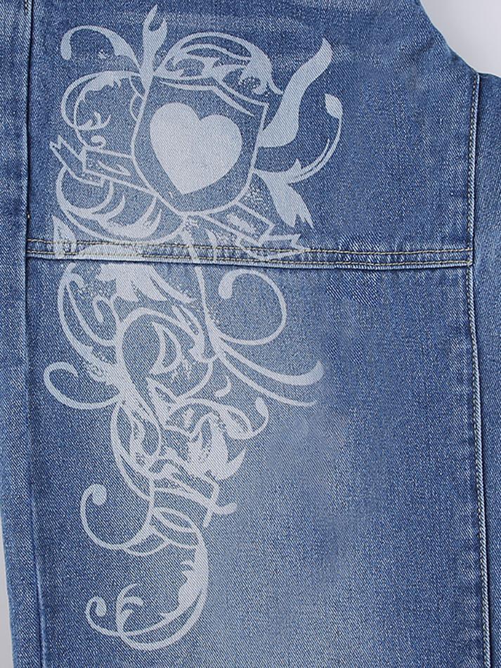 Vintage faded heart print jeans