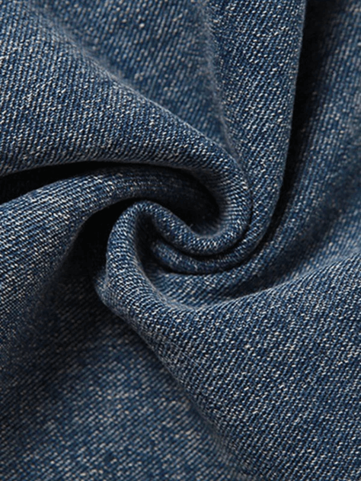 Langer Patchwork-Jeansrock mit Schlitz hinten