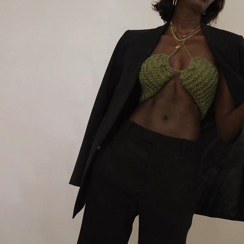 Strick-Crop-Top mit Neckholder