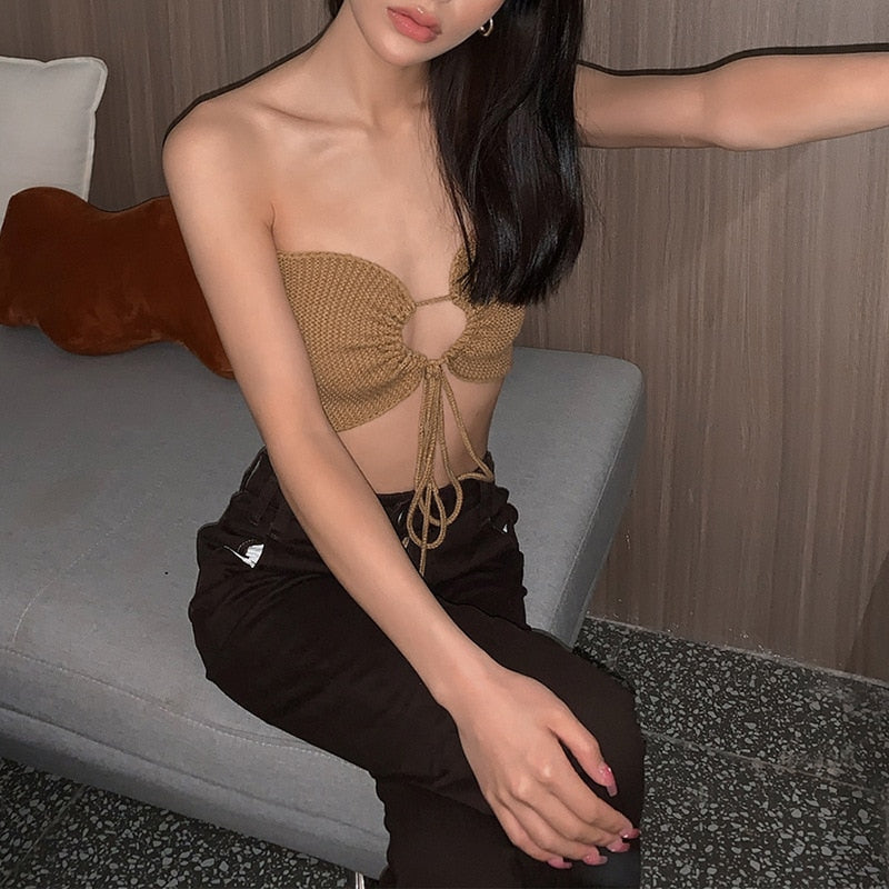 Strick-Crop-Top mit Neckholder