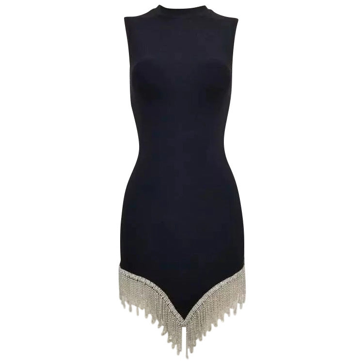 Midnight Rhinestone Fringe Dress – AmiEmi