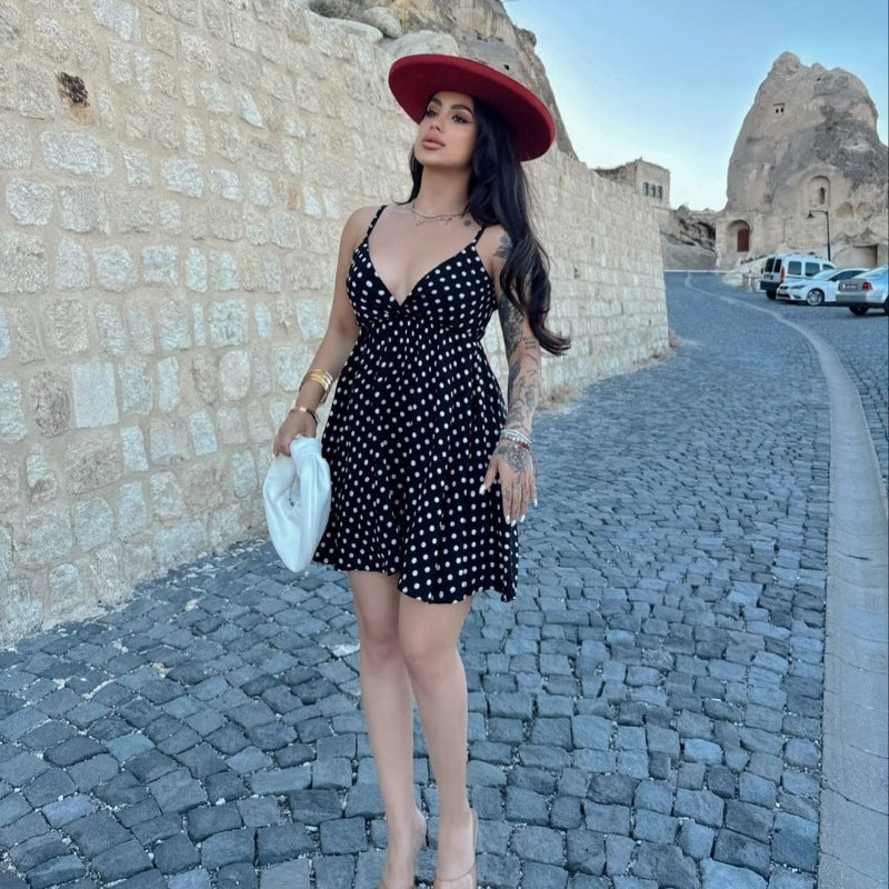 Sandalias sin espalda con estampado de lunares