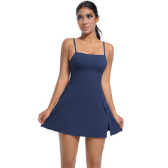 Cool Feeling Sleeveless Jumpsuit Tennis Skirt Beauty Back Backing Culottes Fitness Solid Color Sports