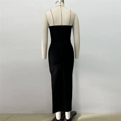 Fall Tube Top Diamond Bandage Dress Side Split Hip Wrapped Dress Dress