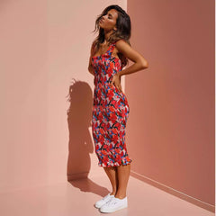 Midi Dress Vacation Ruffled Pleating Tight Dress