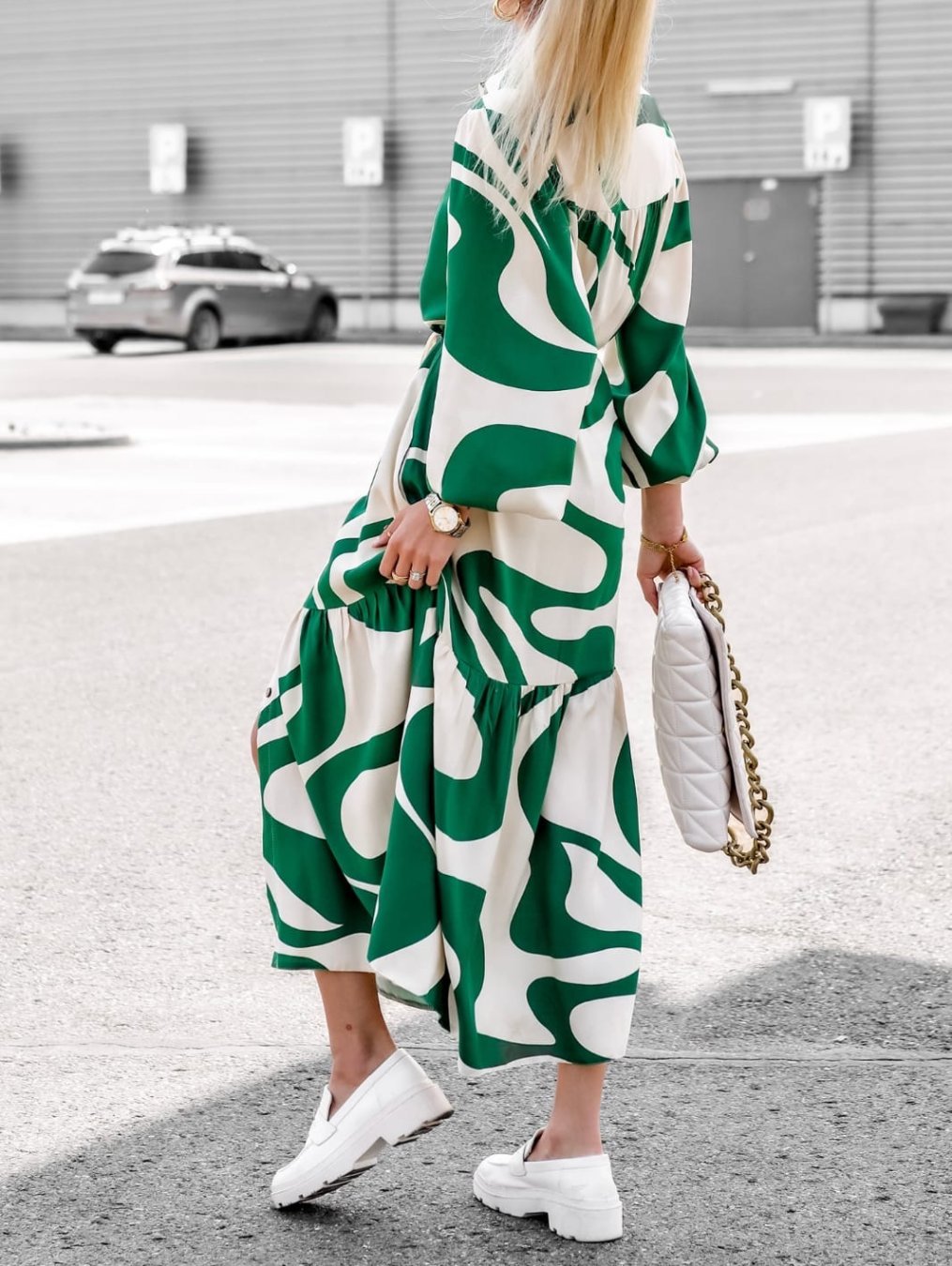 Printed Casual Lace up Shirt Dress Long Dress