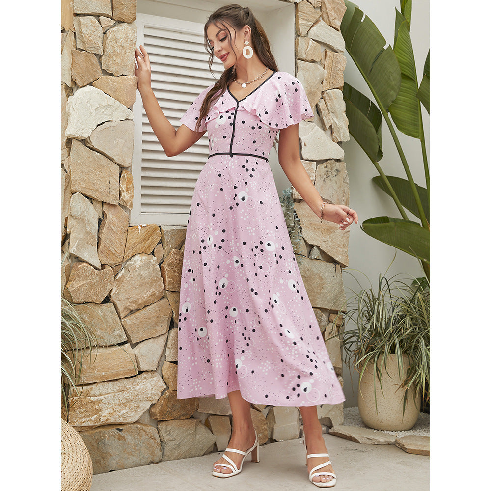 V neck High Waist Slim Fit Sweet Dress