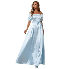 Vestido de noche elegante de corte A para boda, de un solo escote, de largo medio y escote cruzado, para graduación y formal.