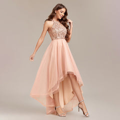 Heavy Industry Halter Sequin Stitching Multi Layer Mesh Sleeveless Irregular Asymmetric Hem Pettidress Ball Gown Organza