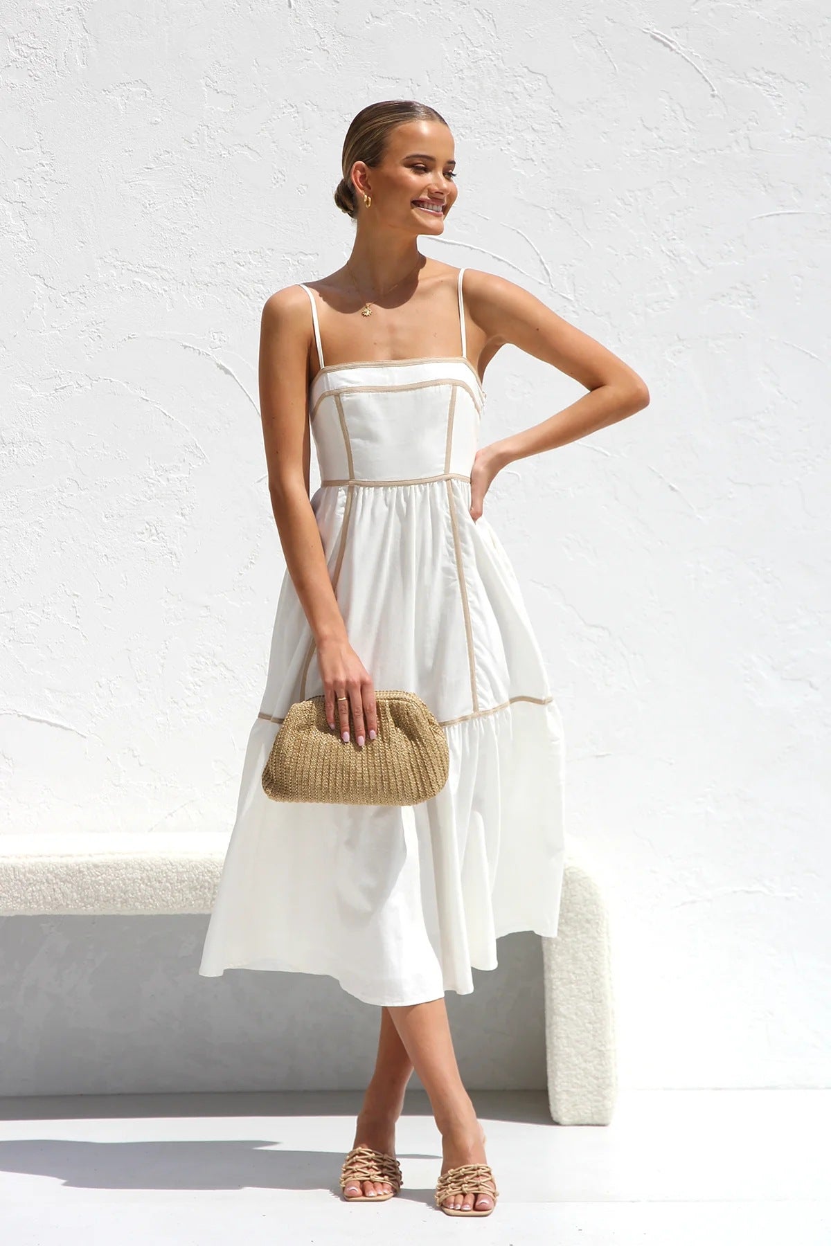 Fresh Sweet Line Dress Mid Length Small Sling Dress