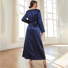 Long Sleeved Dress Office Embroidered Long Dress Winter