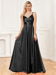 Vestido de seda con tirantes, sin espalda, azul, para dama de honor, de noche