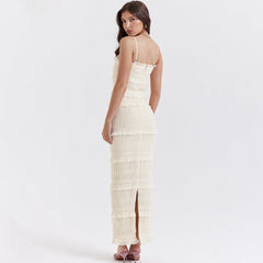 High Elastic Sequin Lace Slim Fit Backless Maxi Dress Cami Dress