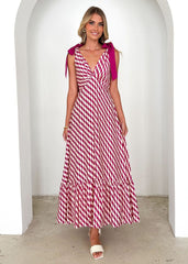 Maxi Dress V neck Sleeveless Printed Dress