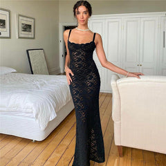 off Neck See through Lace Slim Dress for
