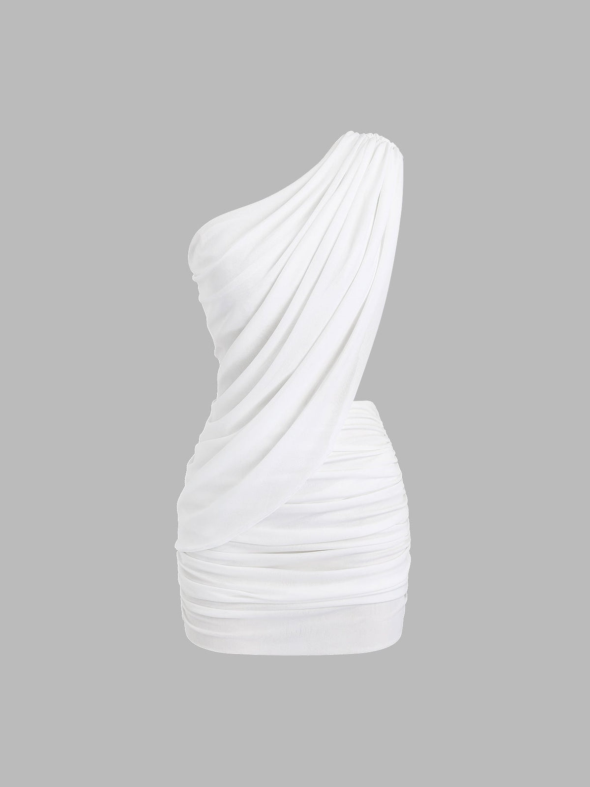 Conjunto de dos piezas de vestido de fiesta con hombros oblicuos y falda superior