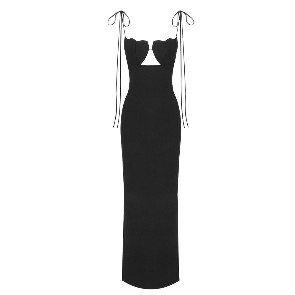 Vestido con tirantes y copa en el pecho, sin espalda, ponible