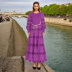 Vestido de alta calidad con aberturas, corte atado, color sólido, cintura ajustada y adelgazante.