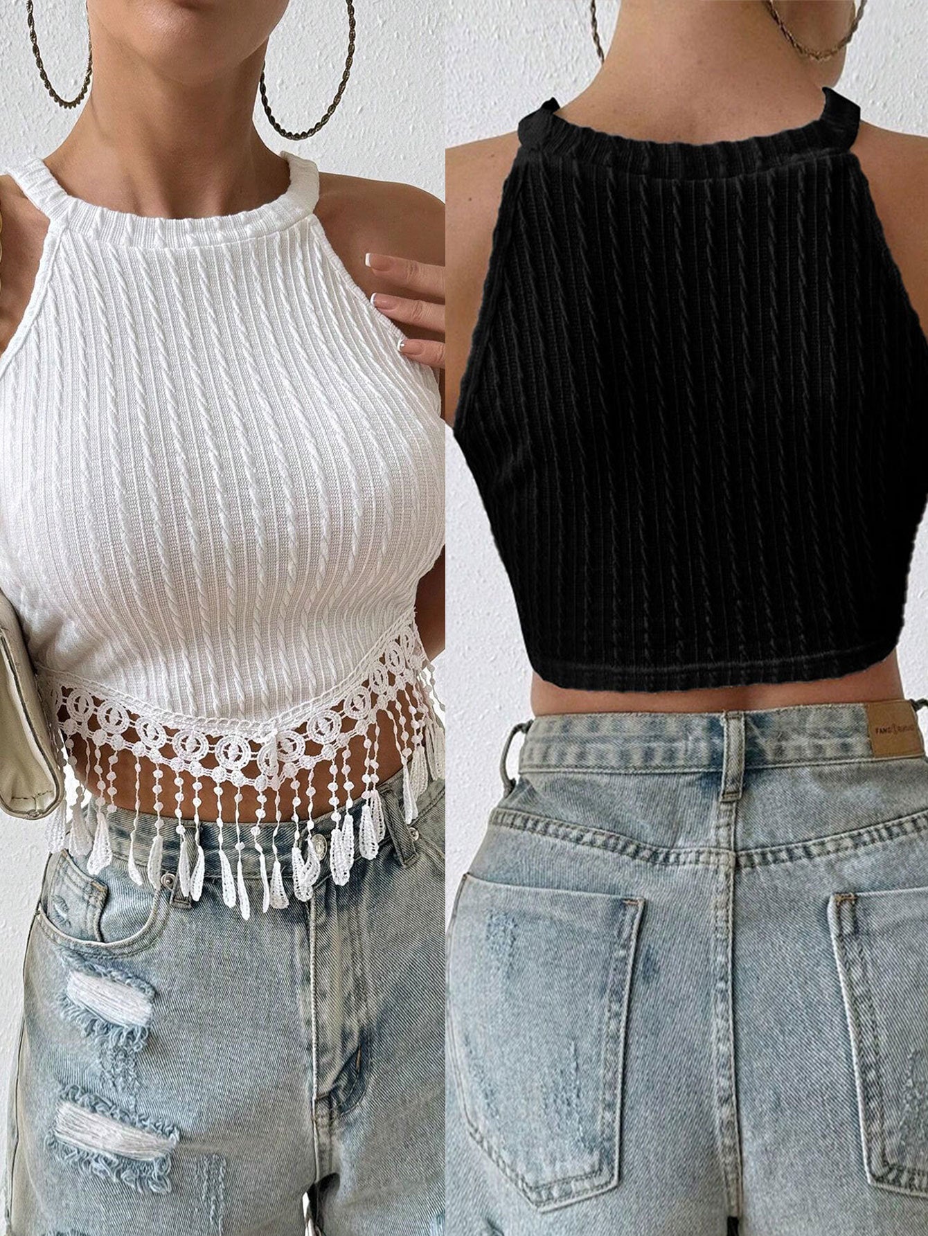 Short Slim Fit Tassel Vest