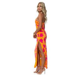 Fashionable Elegant off Shoulder Tight Side Split Backless Dress