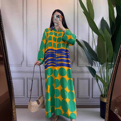 Vestido casual de diseñador con cuello polo y estampado geométrico abstracto, talla grande
