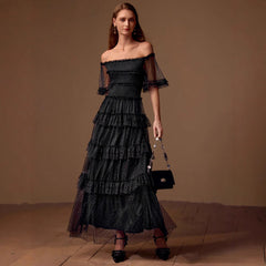 Vestido largo bandeau ajustado para cóctel