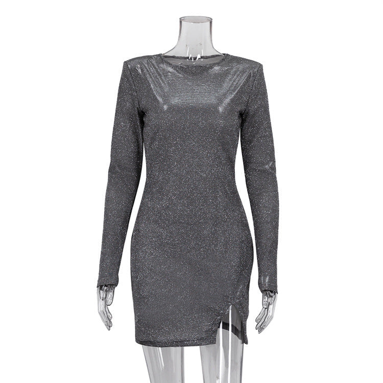 Vestido de manga larga con destellos para un vestido ajustado