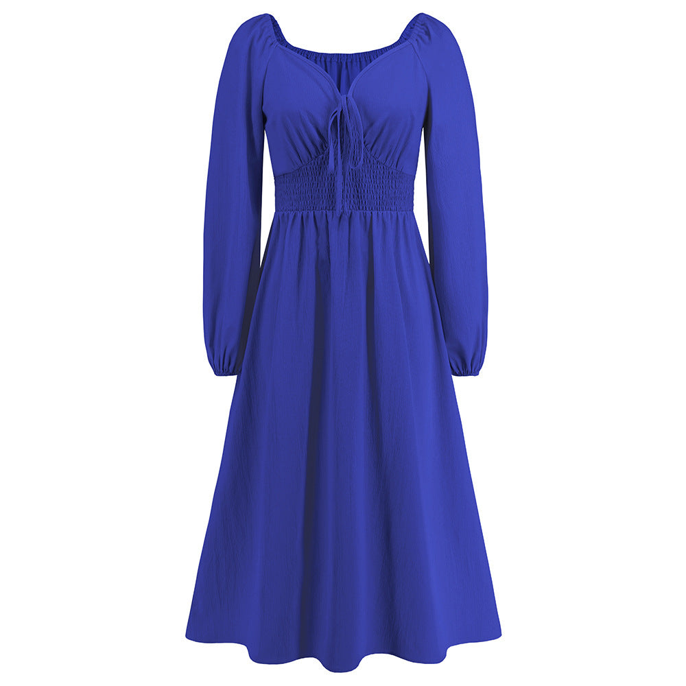 V Neck Slim Fit Graceful Long Sleeve Dress