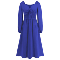 V Neck Slim Fit Graceful Long Sleeve Dress