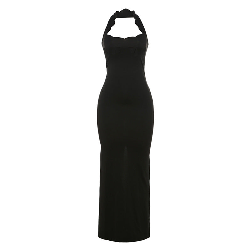 Drag Sister Backless Hollow Out Cutout Sheath Back Slit Lace Halter Dress