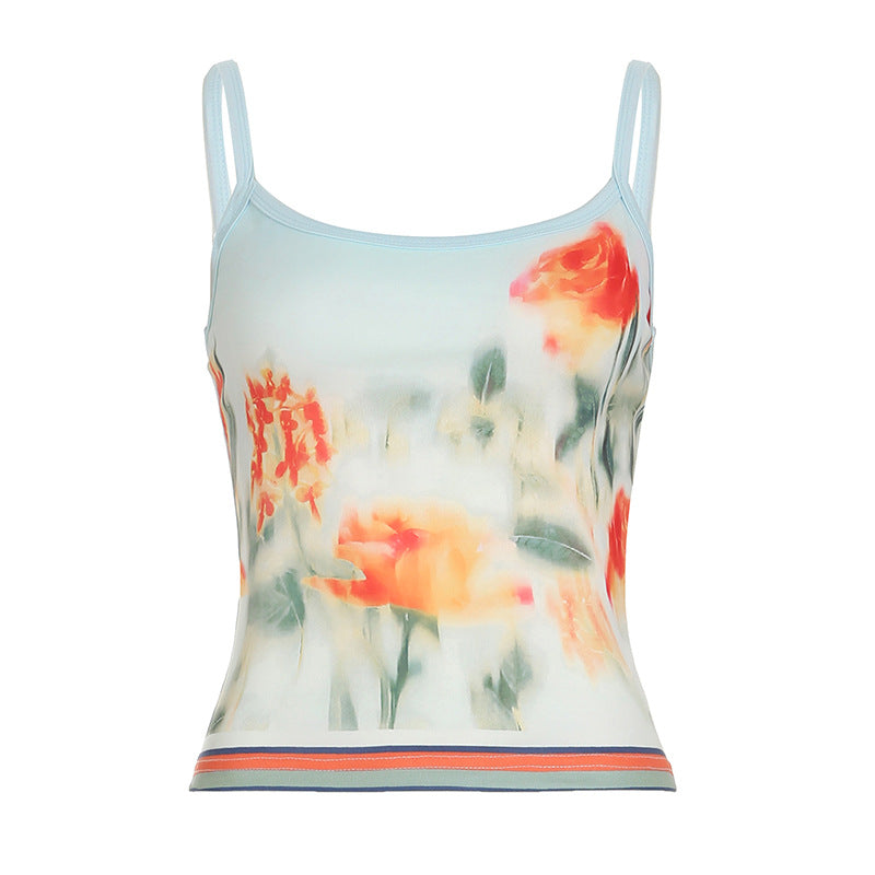 Conjunto de dos piezas de falda de vacaciones con estampado tie-dye retro de atardecer, vestido tubo con tirantes y falda de longitud media