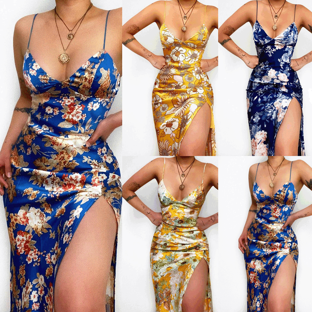Vestido de tirantes finos con estampado digital floral
