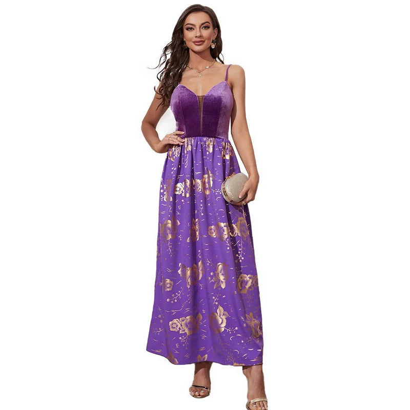 Dinner Evening Dress Strap Velvet Dress