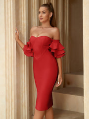 Vestido Bandage Elegante Fiesta Anual Fiesta Vestido de Noche Vestido de Dama de Honor